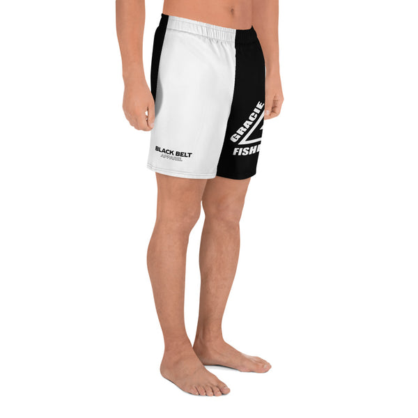 Gracie Fishhawk BJJ - Men's Athletic Shorts- White - BlackBeltApparel