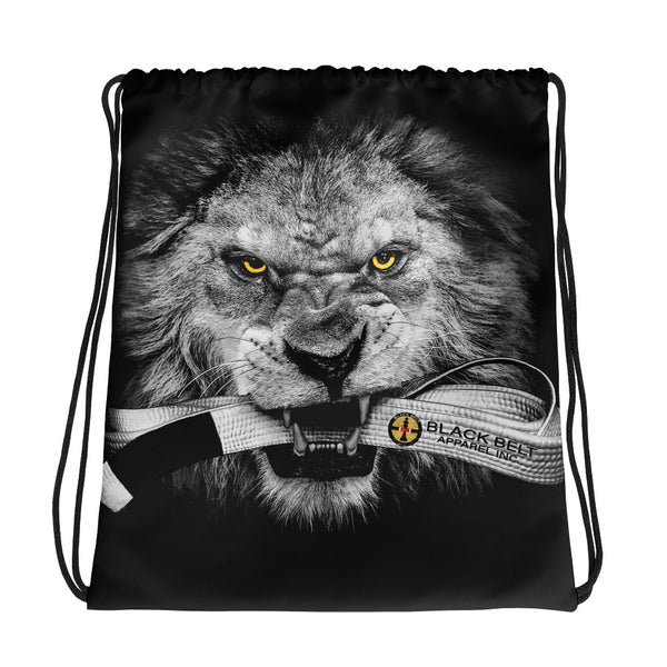 Lion - Drawstring Bag - White - BlackBeltApparel