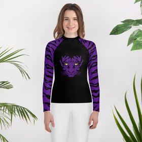 Wild Tiger - Youth Rash Guard - Purple