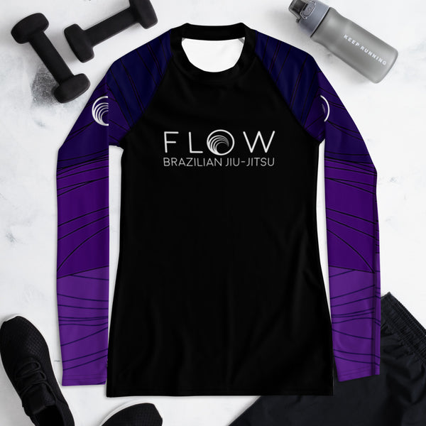Flow BJJ - Women's Rash Guard - Purple - BlackBeltApparel