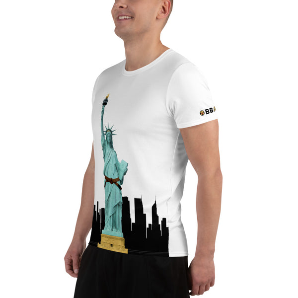 Lady Liberty - Men's Athletic Tee - Brown - BlackBeltApparel