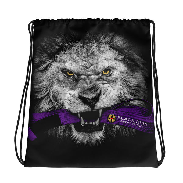 Lion - Drawstring Bag - Purple - BlackBeltApparel