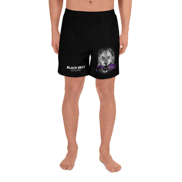 Lion - Men's Athletic Shorts - Purple - BlackBeltApparel